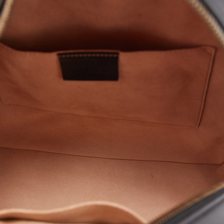 Pre Owned Gucci Black Matelassé Leather GG Marmont Backpack