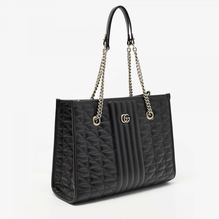Pre Owned Gucci Multi Matelasse Leather GG Marmont Chain Tote