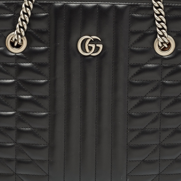 Pre Owned Gucci Multi Matelasse Leather GG Marmont Chain Tote