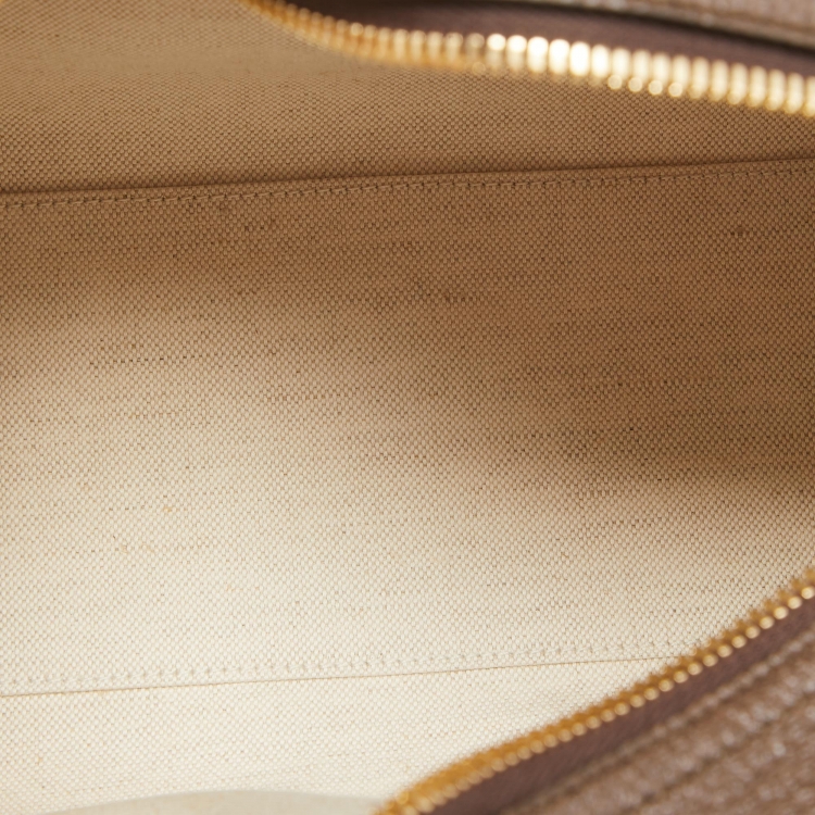 Pre Owned Gucci Brown/Beige GG Canvas and Leather Medium Ophidia Satchel