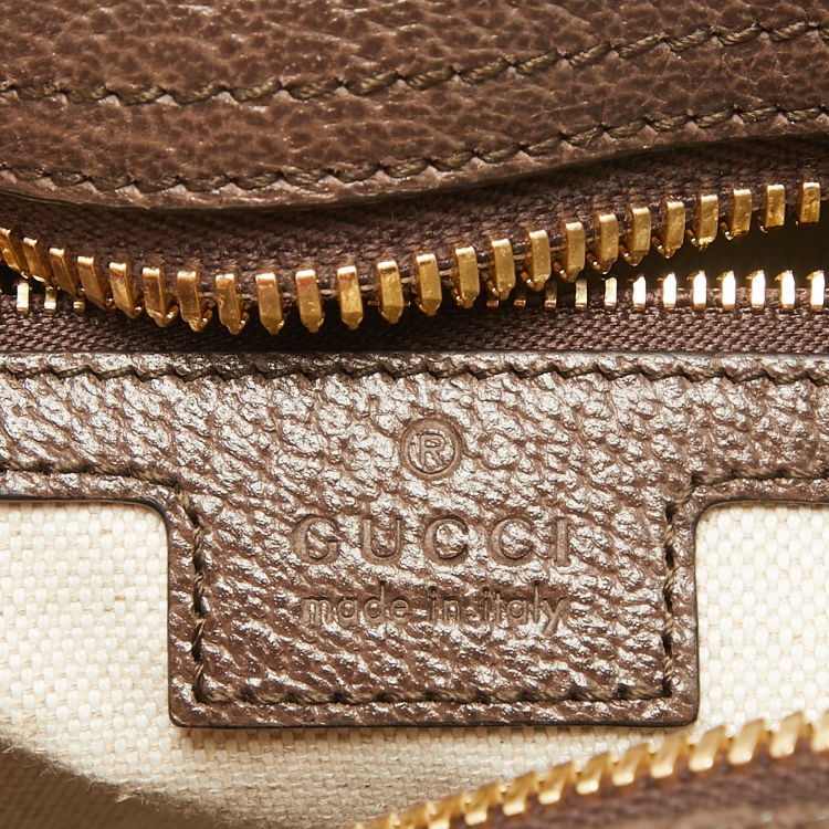 Pre Owned Gucci Brown/Beige GG Canvas and Leather Medium Ophidia Satchel
