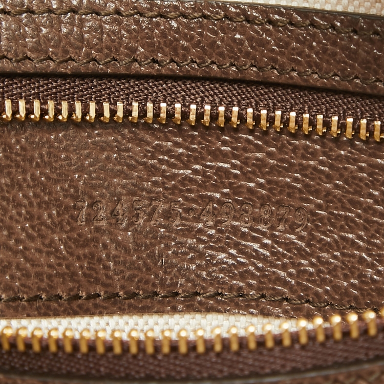 Pre Owned Gucci Brown/Beige GG Canvas and Leather Medium Ophidia Satchel