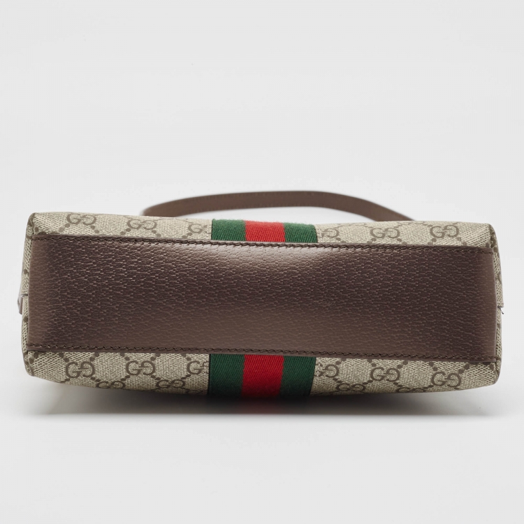 Pre Owned Gucci Brown/Beige GG Supreme Canvas Small Ophidia Shoulder Bag