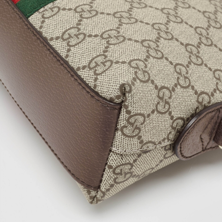 Pre Owned Gucci Brown/Beige GG Supreme Canvas Small Ophidia Shoulder Bag