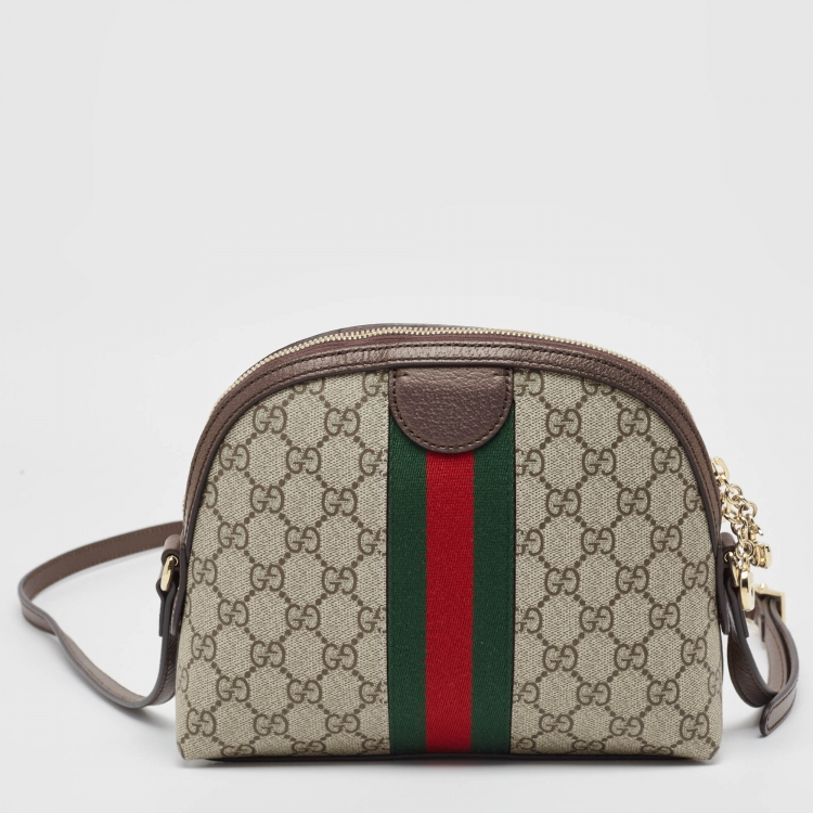 Pre Owned Gucci Brown/Beige GG Supreme Canvas Small Ophidia Shoulder Bag