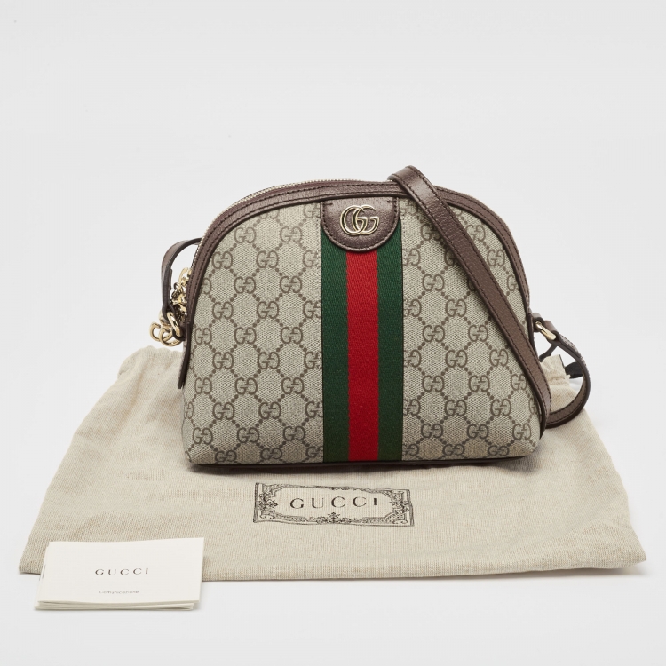 Pre Owned Gucci Brown/Beige GG Supreme Canvas Small Ophidia Shoulder Bag