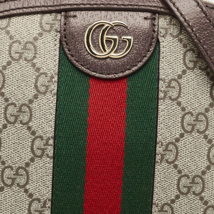 Pre Owned Gucci Brown/Beige GG Supreme Canvas Small Ophidia Shoulder Bag
