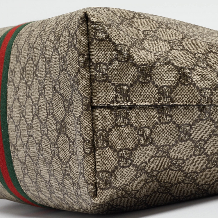 Pre Owned Gucci Beige/Ebony GG Supreme Canvas Medium Ophidia Tote
