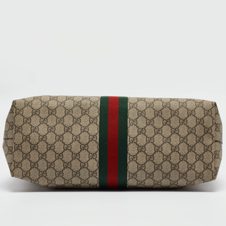 Pre Owned Gucci Beige/Ebony GG Supreme Canvas Medium Ophidia Tote