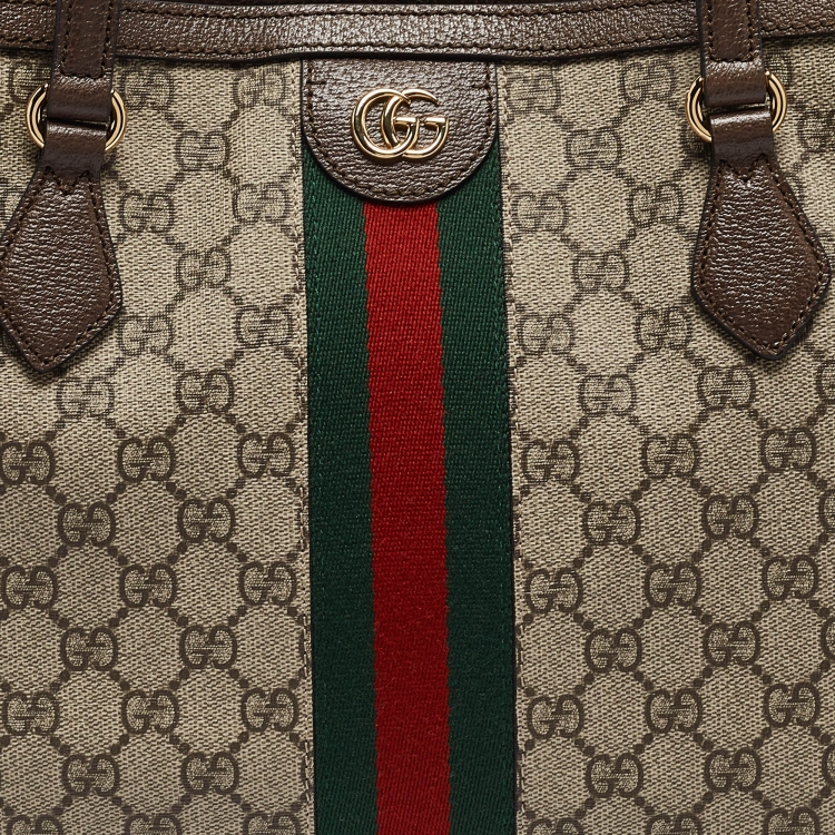 Pre Owned Gucci Beige/Ebony GG Supreme Canvas Medium Ophidia Tote