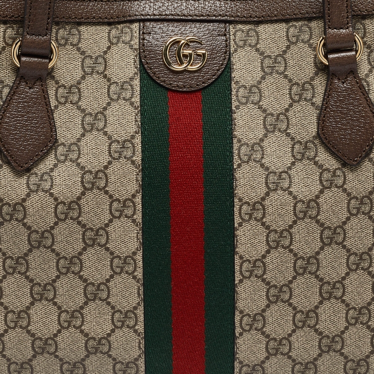 Pre Owned Gucci Beige/Ebony GG Supreme Canvas Medium Ophidia Tote