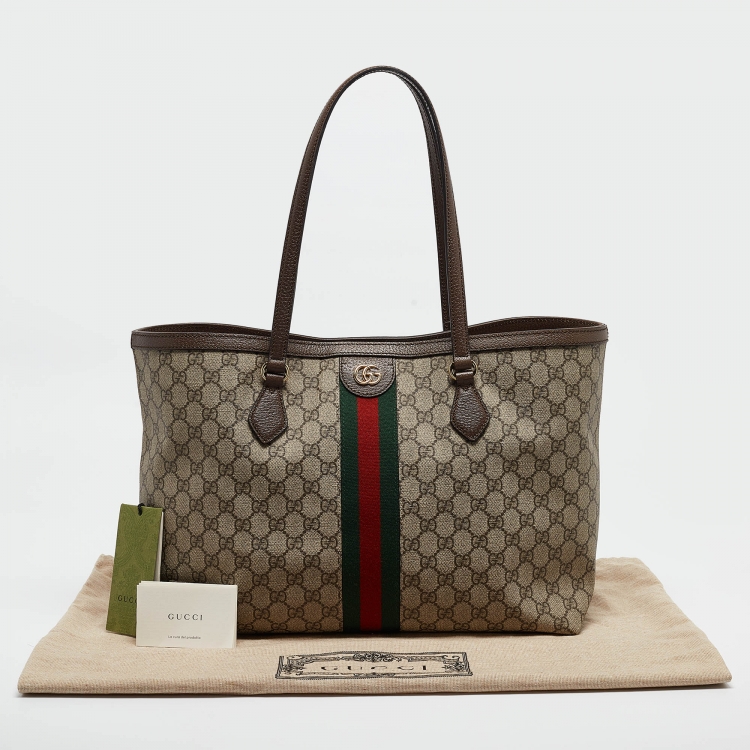 Pre Owned Gucci Beige/Ebony GG Supreme Canvas Medium Ophidia Tote