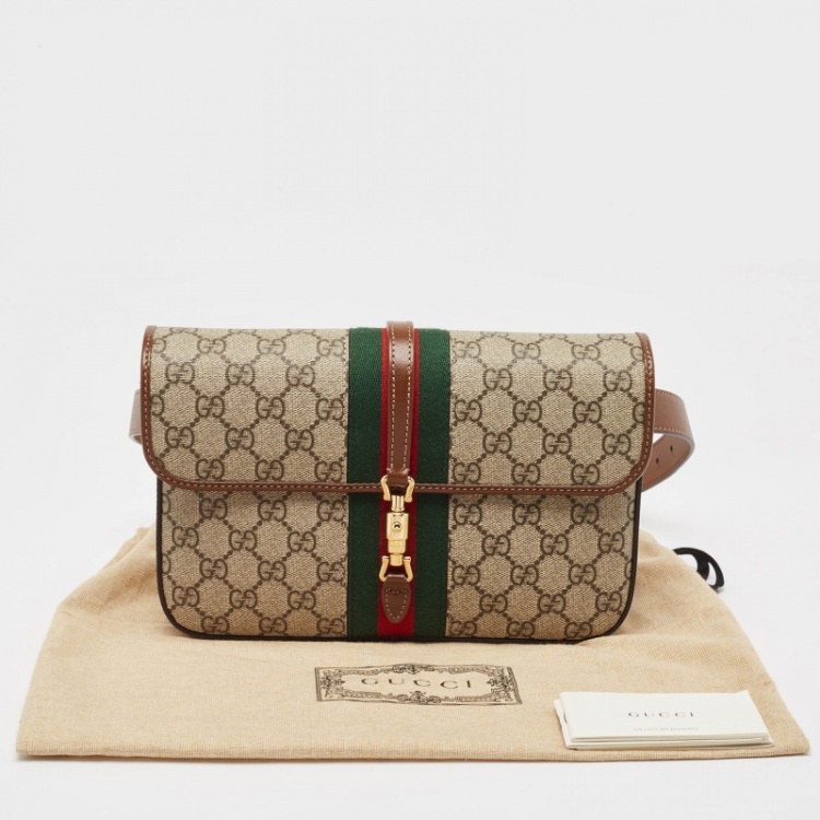 Pre Owned Gucci Brown/Beige GG Supreme Canvas Jackie 1961 Belt Bag