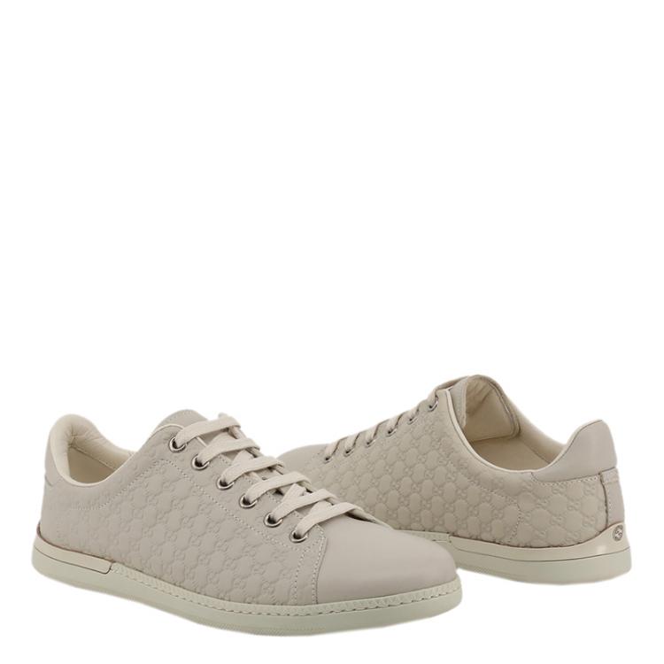 Pre Owned Gucci Beige Microguccissima Leather Lace Up Sneakers Size 38