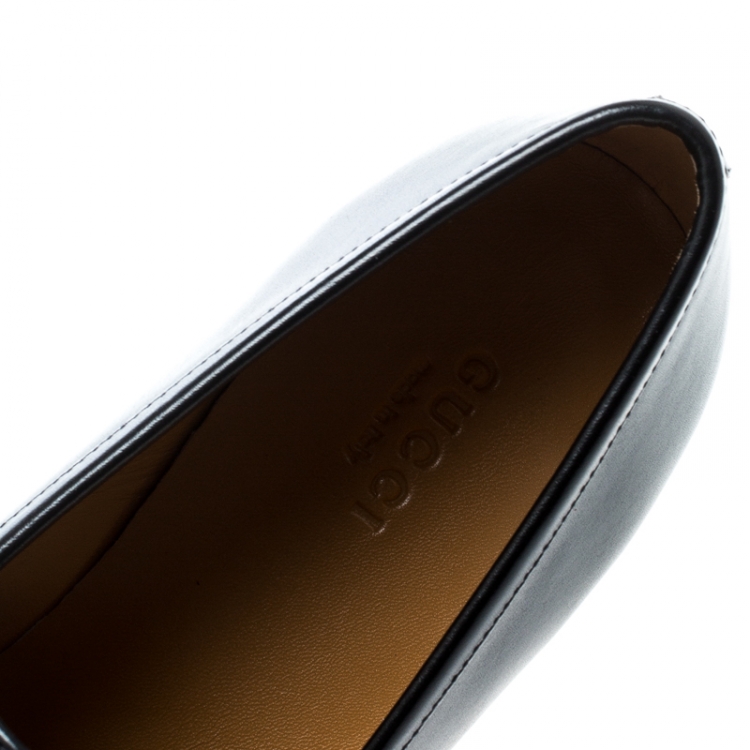 Pre Owned Gucci Black Leather Betis Glamour Horsebit Loafers Size 37