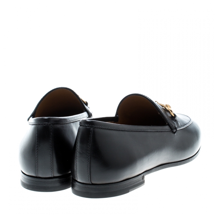 Pre Owned Gucci Black Leather Betis Glamour Horsebit Loafers Size 37