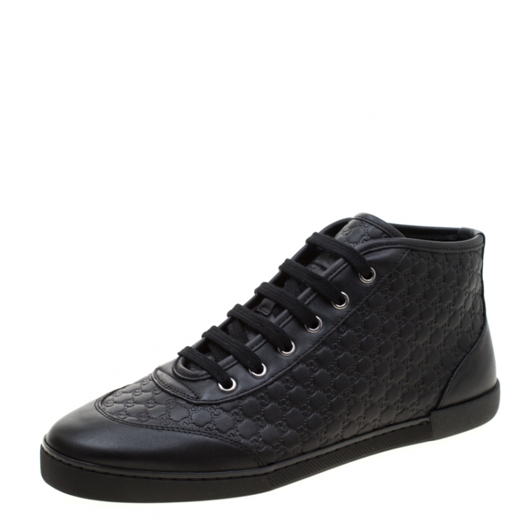 Gucci Black Microguccissima Leather High Top Sneakers Size 38.5 Gucci ...