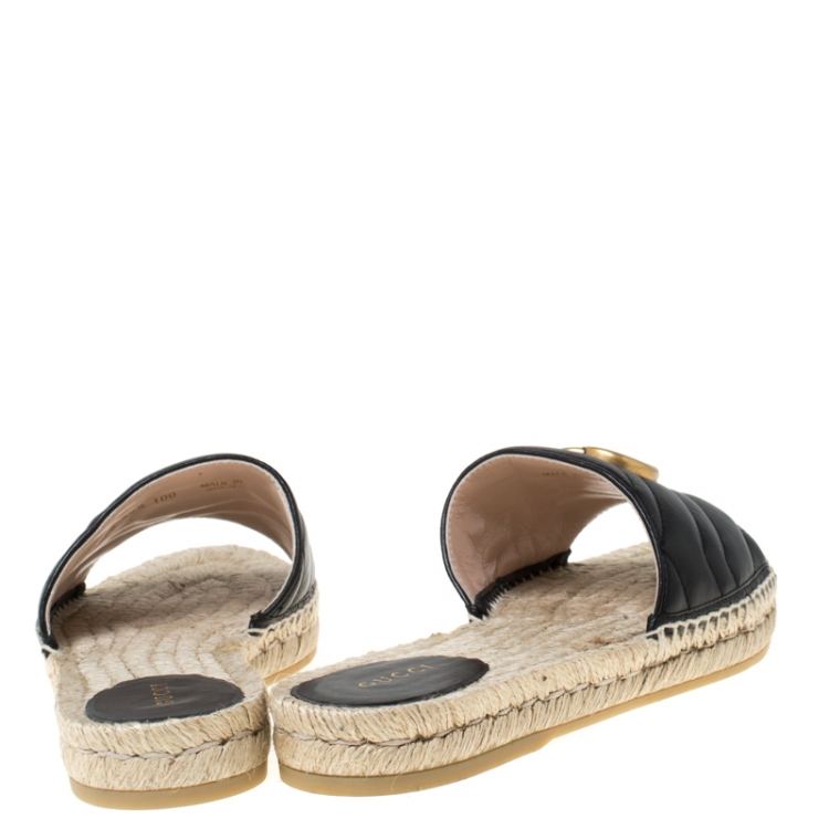 gucci pilar straw espadrille slides