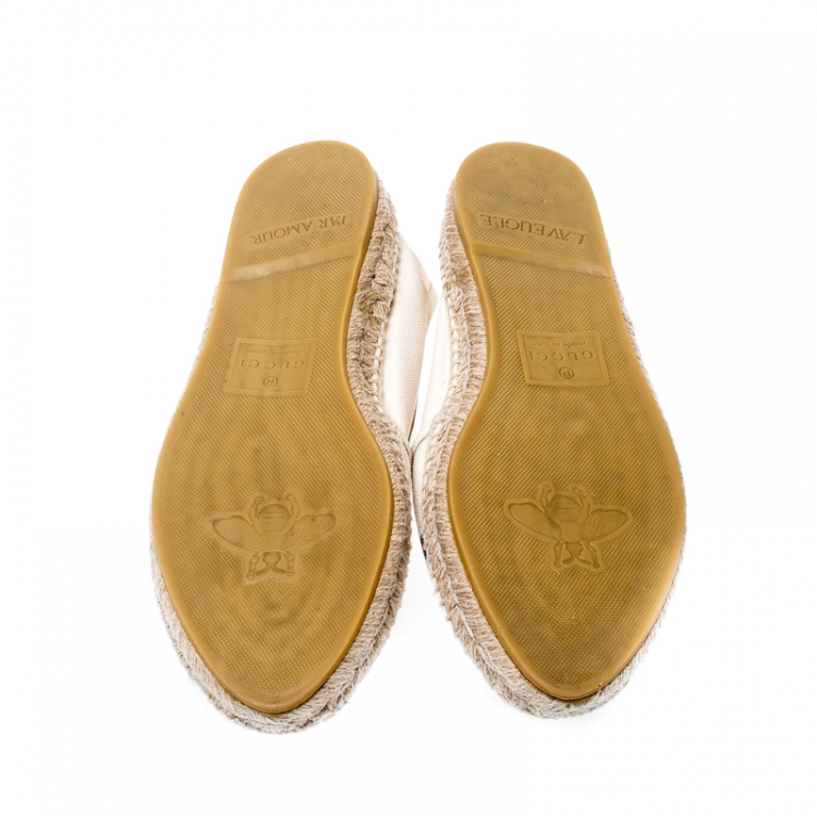 Pre Owned Gucci White Canvas Logo Espadrilles Size 38