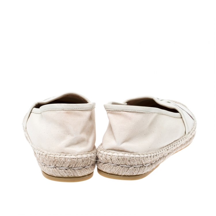 Pre Owned Gucci White Canvas Logo Espadrilles Size 38