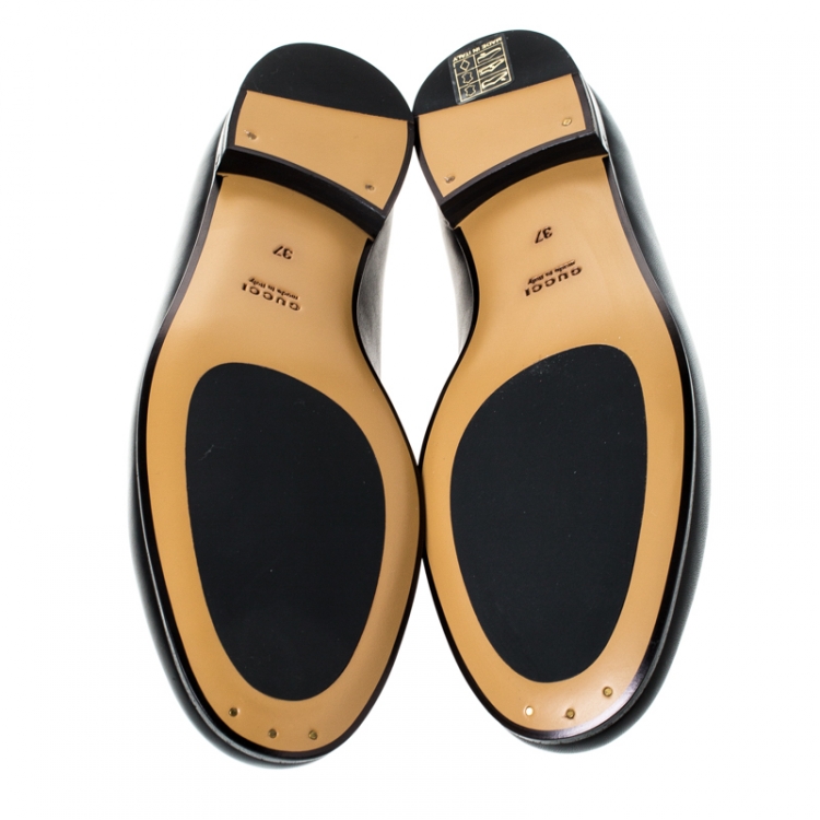 Pre Owned  Gucci Black Leather Horsebit Loafers Size 37