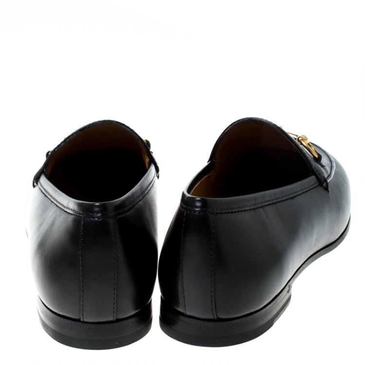 Pre Owned  Gucci Black Leather Horsebit Loafers Size 37