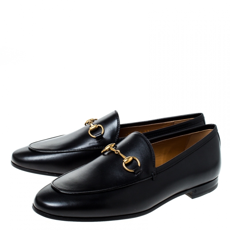 Pre Owned  Gucci Black Leather Horsebit Loafers Size 37