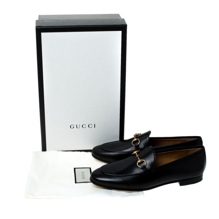 Pre Owned  Gucci Black Leather Horsebit Loafers Size 37