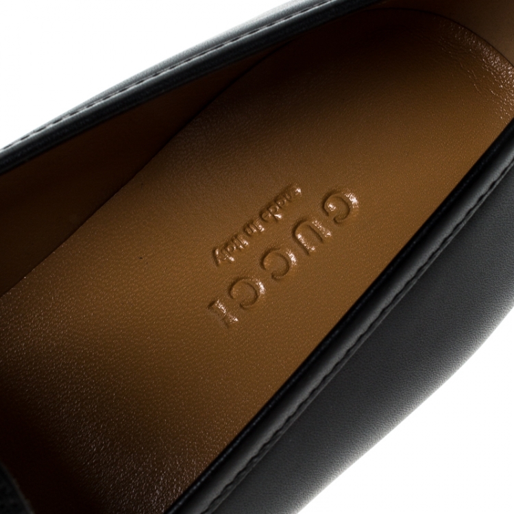 Pre Owned Gucci Black Leather Horsebit Loafers Size 37