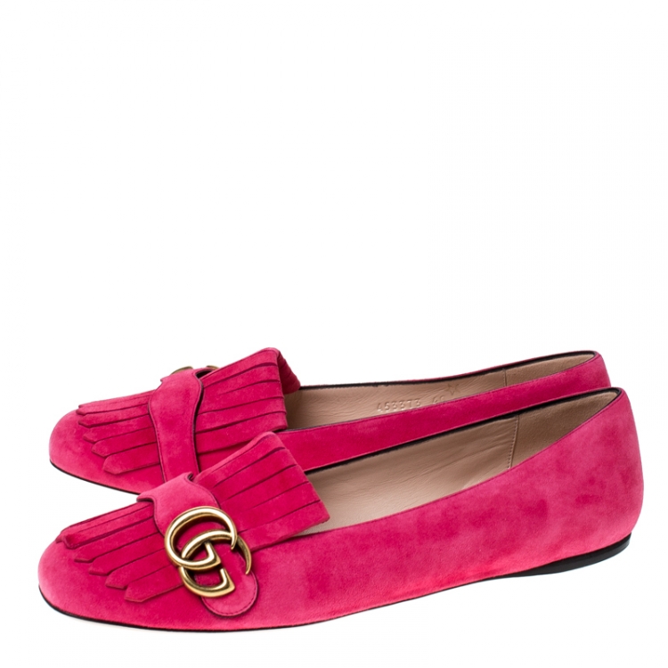gucci marmont suede ballerina flat