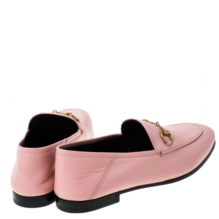 مملوكة مسبقًا Gucci Light Pink Leather Horsebit Loafers Size 38.5