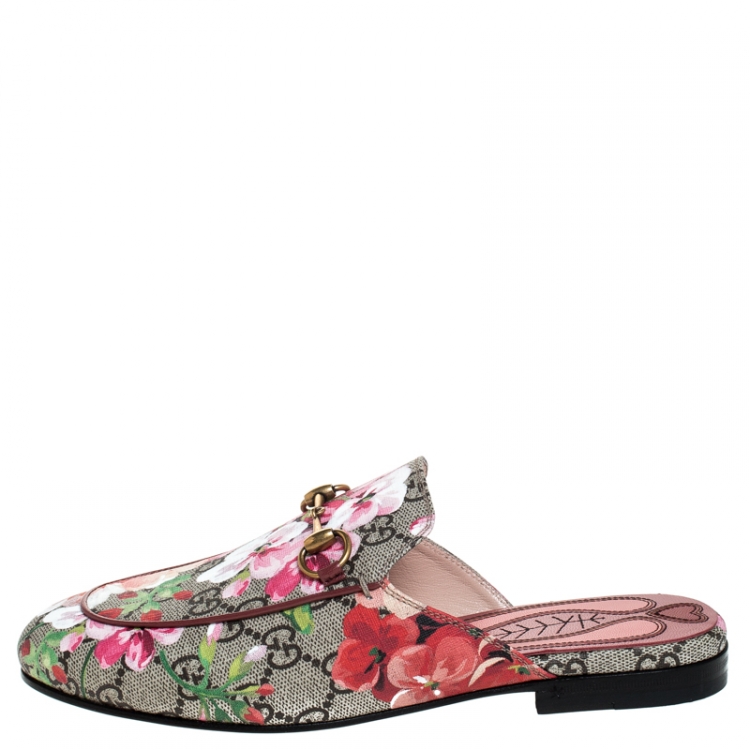 Gucci Multicolor GG Supreme Blooms Printed Canvas Princetown Horsebit  Loafer Slides Size 36 Gucci | TLC