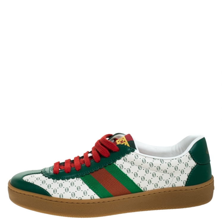 Gucci White/Green Leather Web Dapper Dan Sneakers Size 36 Gucci | TLC