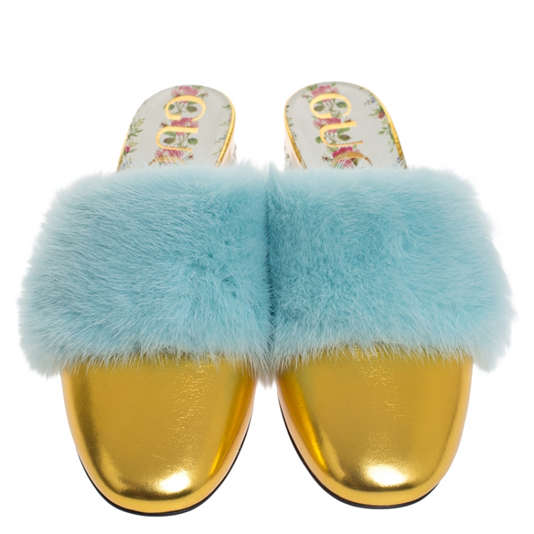 gucci women's fur slides