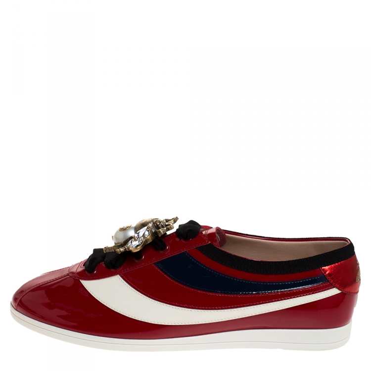 Gucci Multicolor Patent Leather New Ace Falacer Bee Low Top