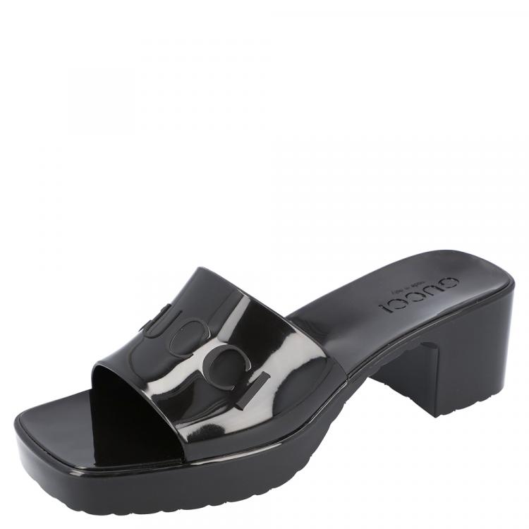 Gucci Black Rubber Slide Sandal Size 36 