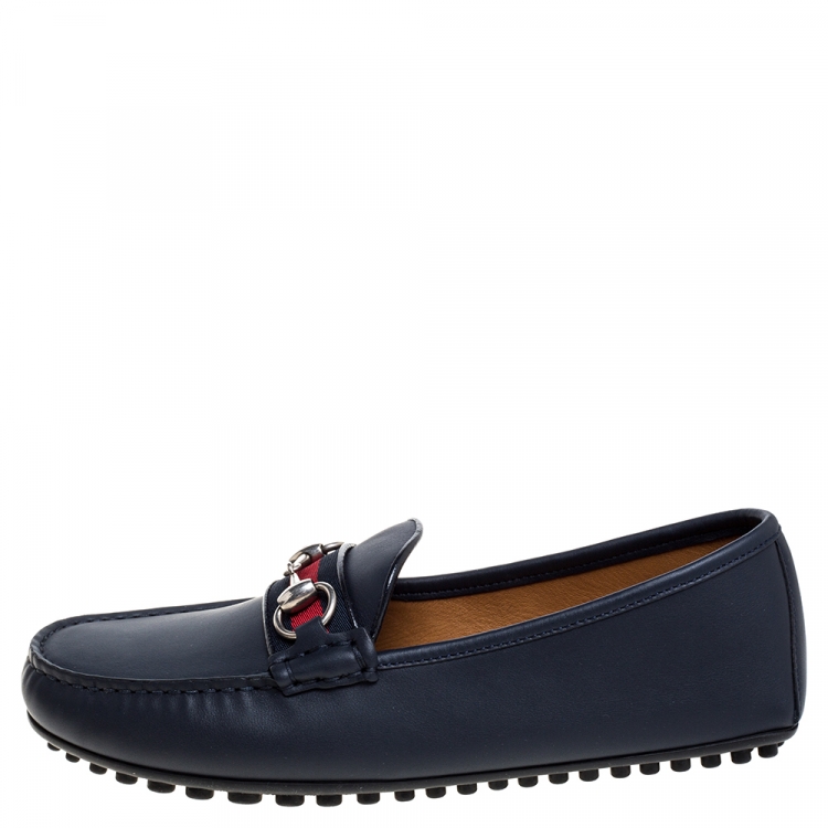 navy blue gucci loafers