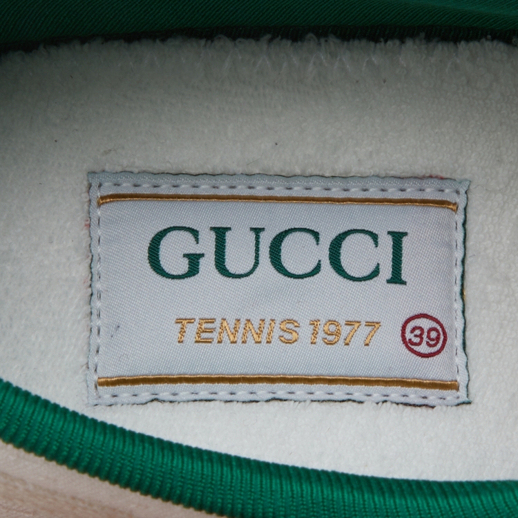 Pre Owned Gucci White Mini GG Jacquard Fabric Tennis 1977 Low Top Sneakers Size 39