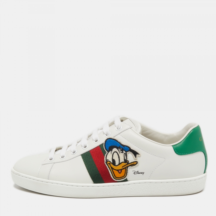 Pre Owned Gucci x Disney White Leather Donald Duck Ace Sneakers Size 38