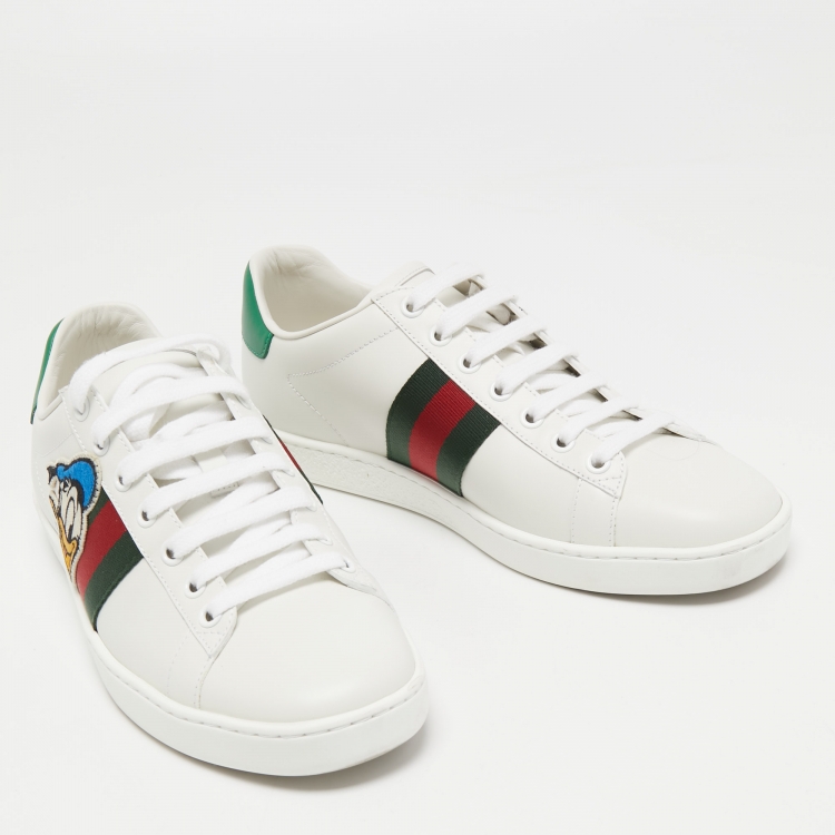 Pre Owned Gucci x Disney White Leather Donald Duck Ace Sneakers Size 38