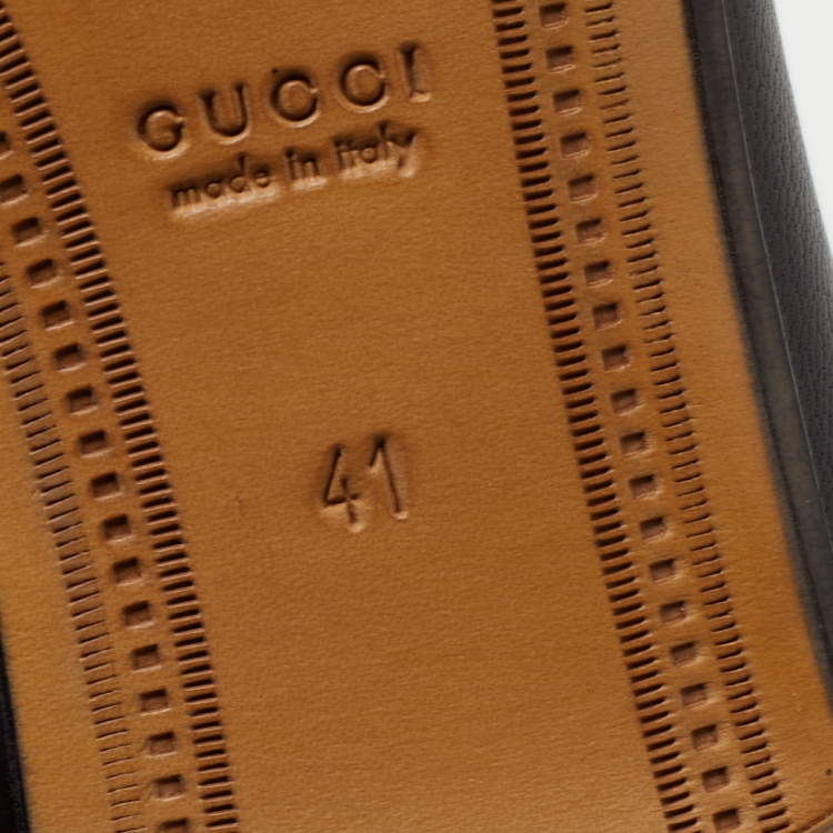 مملوكة مسبقًا Gucci Black Leather Embroidered Star Bee Horsebit Loafers Size 41