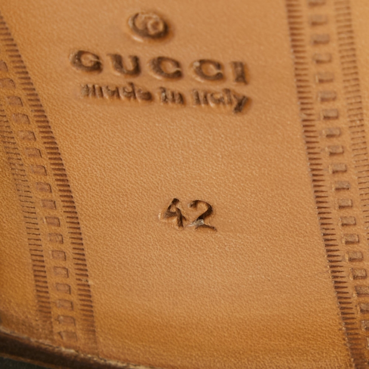 Pre Owned Gucci Black Leather Jordaan Loafers Size 42