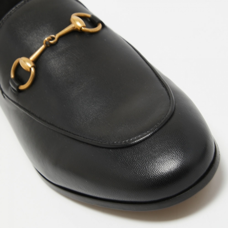 Pre Owned Gucci Black Leather Jordaan Loafers Size 42
