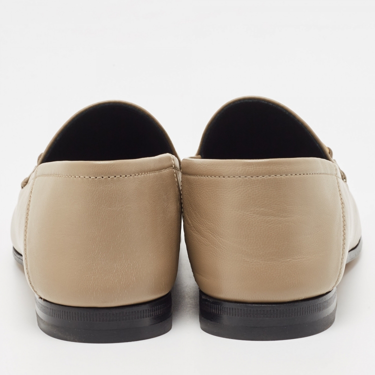 Pre Owned Gucci Brown Leather Horsebit Foldable Loafers Size 37