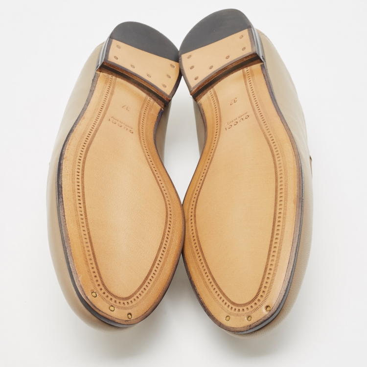 Pre Owned Gucci Brown Leather Horsebit Foldable Loafers Size 37