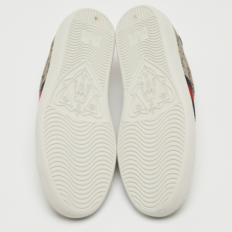 Pre Owned Gucci Beige/Brown GG Supreme Canvas Ace Sneakers Size 36