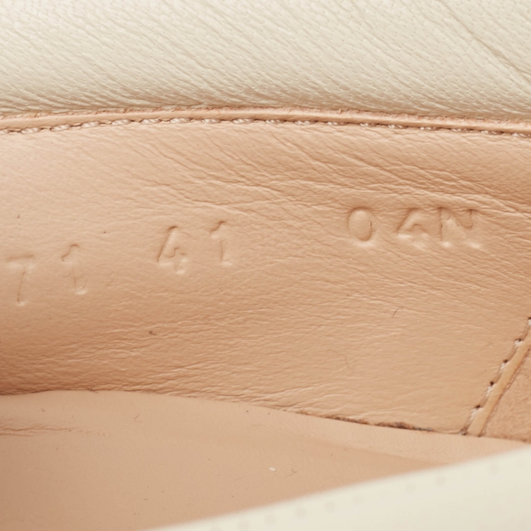 Pre Owned Gucci Cream Leather Interlocking G logo Sneaker Loafers Size 41