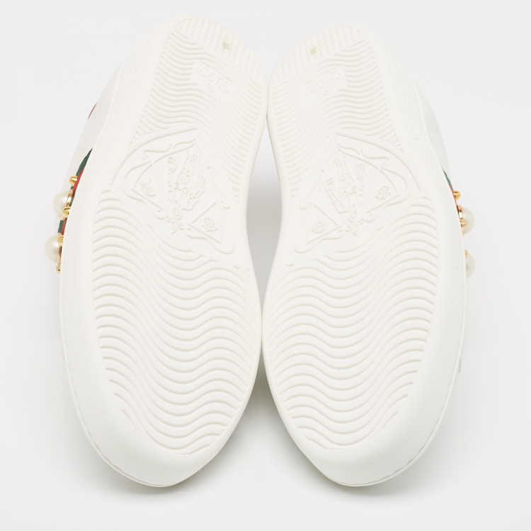 Pre Owned Gucci White Leather  Ace Low Top  Sneakers Size 39
