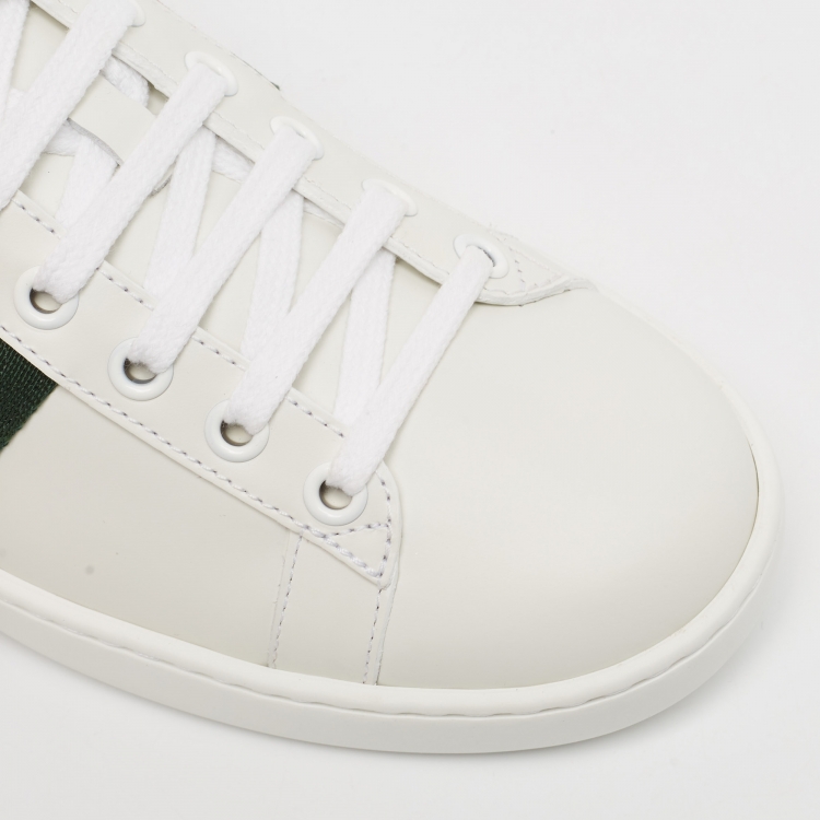 Pre Owned Gucci White Leather Bee Embroidered Ace Sneakers Size 37