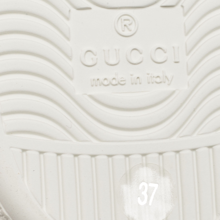 Pre Owned Gucci White Leather Bee Embroidered Ace Sneakers Size 37